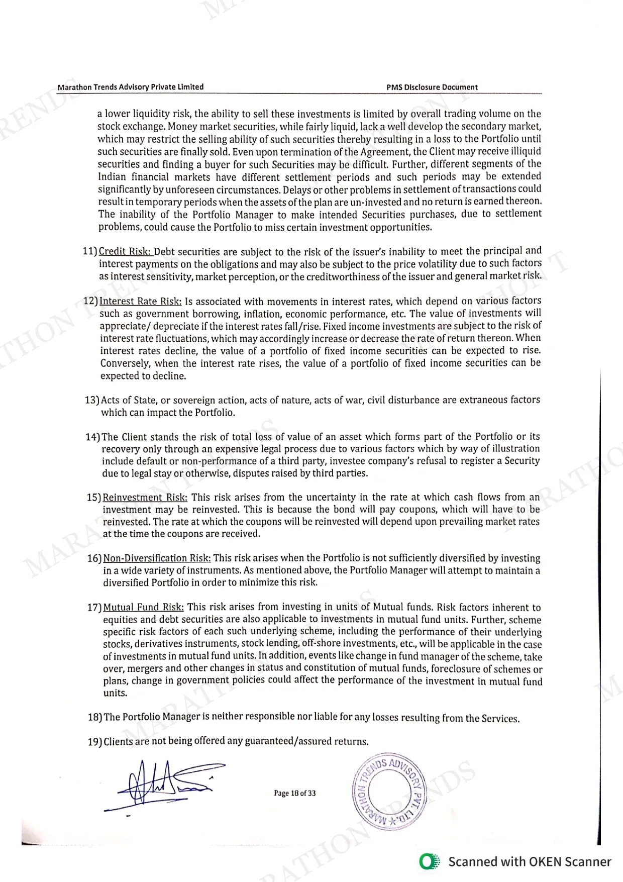Disclosure Document — page 21 of 37